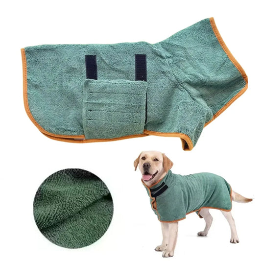 Dog Bathrobe Absorbent Pet Quick Drying Bath Towel