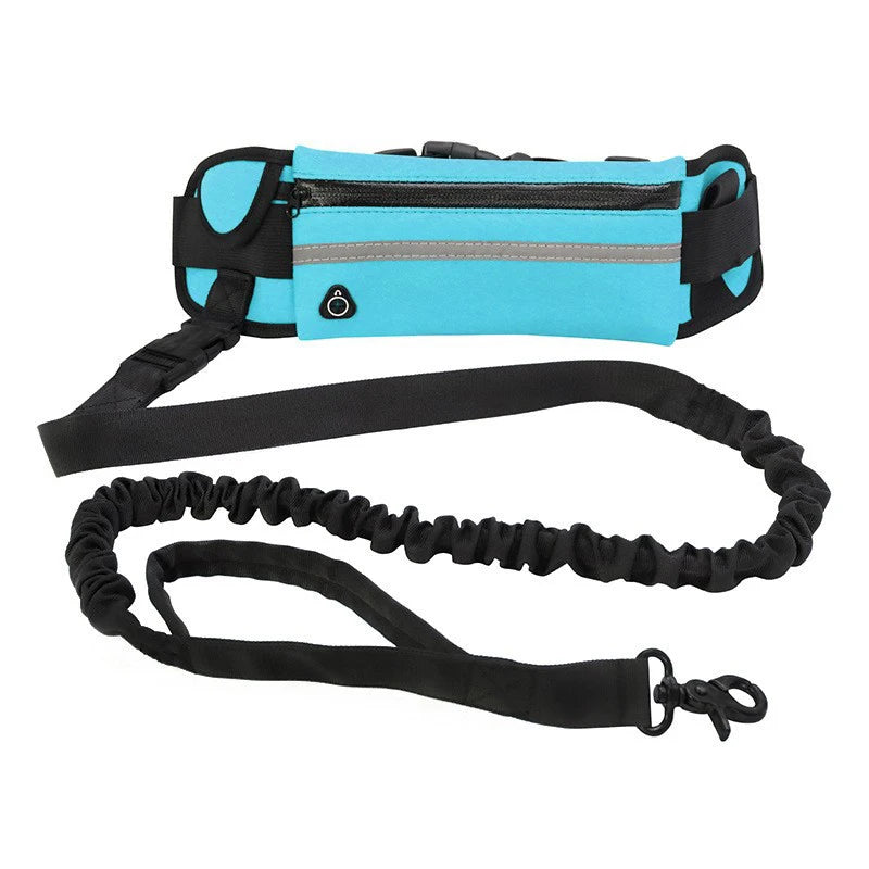 Hands Free Dog Leash for Running Walking Reflective Leash with Waist Bag Retractable Elastic Belt Dog